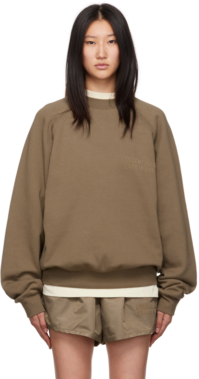 Essentials Brown Crewneck Sweatshirt In Wood