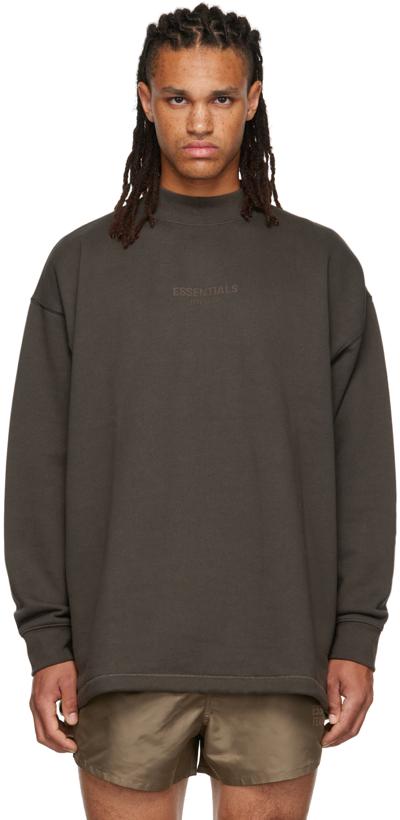 Essentials Gray Relaxed Sweatshirt In Off Black