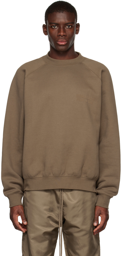 Essentials Brown Crewneck Sweatshirt In Wood