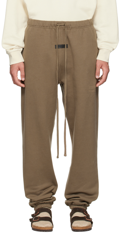 Essentials Brown Drawstring Lounge Trousers In Wood