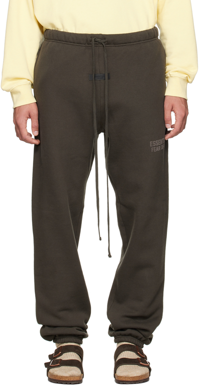 Essentials Gray Drawstring Lounge Pants In Off Black