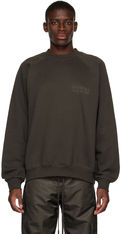 Essentials Gray Crewneck Sweatshirt In Off Black