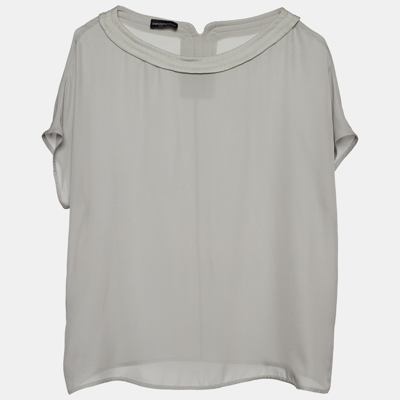 Pre-owned Emporio Armani Grey Silk Top S