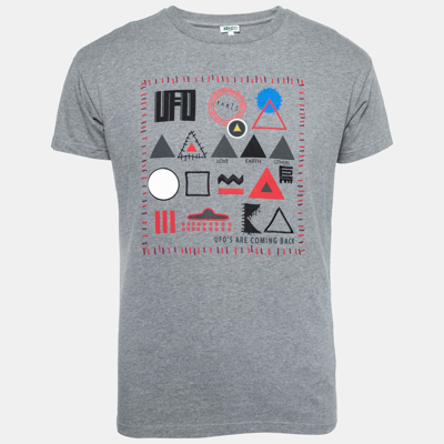 Pre-owned Kenzo Grey Ufo Symbol Print Cotton T-shirt S