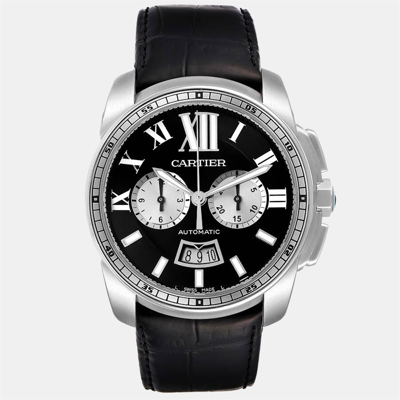 Pre-owned Cartier Black Stainless Steel Calibre W7100060 Automatic Men's Wristwatch 42 Mm