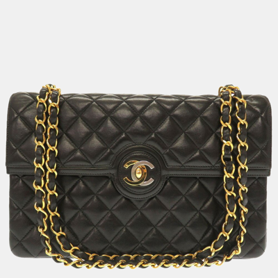 Pre-owned Chanel Black Vintage Quilted Lambskin Flap Bag