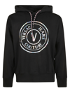 VERSACE JEANS COUTURE V EMBLEM IRIDESCENT HOODED SWEATSHIRT