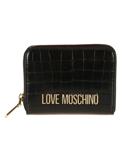 Love Moschino Logo Skinned Zip-around Wallet In Black