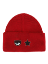 Chiara Ferragni Logo-patch Detail Knit Beanie In Red