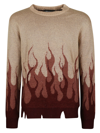 VISION OF SUPER DISTRESSED EFFECT FLAME DETAIL SWEATER