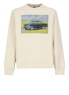 Gcds Man Beige Crew Neck Sweatshirt With Nightmares Print In Whitecup