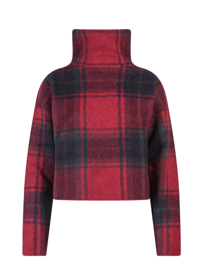 Polo Ralph Lauren Checked Alpaca Wool-blend Sweater In Red