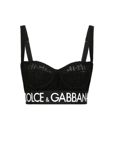 Dolce & Gabbana Monogram-jacquard Balconette Bra In Black