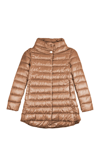 Herno Quilted Hooded Jacket Drawstring Detail In Cammello