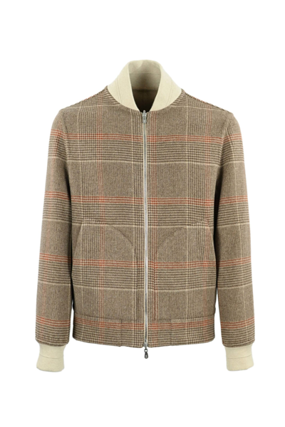 Brunello Cucinelli Checked Bomber Jacket In Chh18