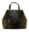 La Canadienne Oliveira Leather And Shearling Tote Bag In Dark Green