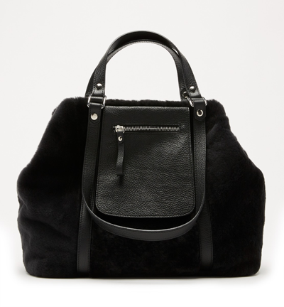 La Canadienne Oliveira Leather And Shearling Tote Bag In Black