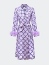 ANDREEVA ANDREEVA LAVENDER COAT № 23 WITH DETACHABLE FEATHERS CUFFS