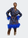 Andreeva Blue Marilyn Skirt With Feathers Details