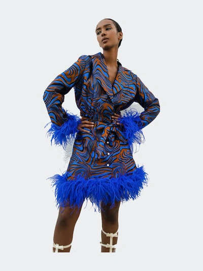 Andreeva Blue Marilyn Skirt With Feathers Details