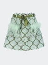 ANDREEVA ANDREEVA MINT SKIRT WITH FEATHERS