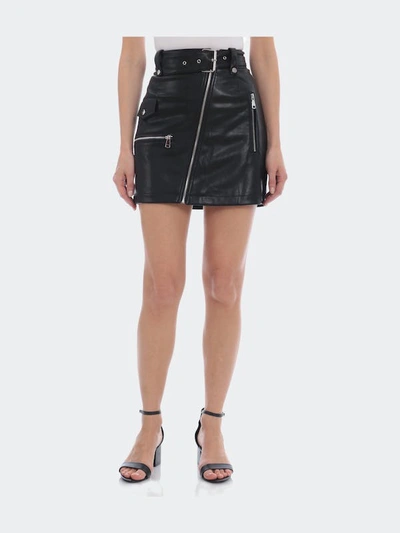 Avec Les Filles Faux Leather Belted Mini Skirt In Black