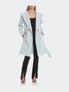 Avec Les Filles Belted Twill Hooded Robe Coat In Blue