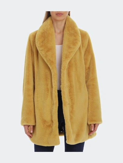 Avec Les Filles Women's Plus Notched Faux Fur Jacket In Yellow