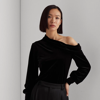 Ralph Lauren One-shoulder Velvet Top In Polo Black