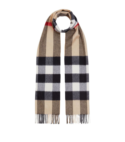 Burberry Check Cashmere Scarf In Beige