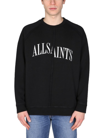 Allsaints Dropout Crewneck Sweatshirt In Black
