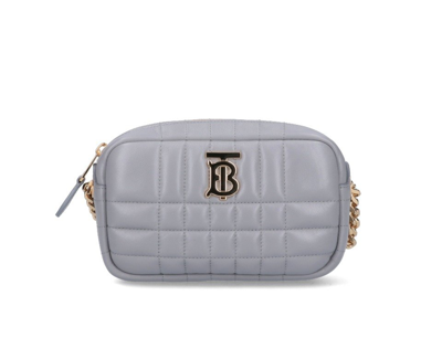 Burberry Logo Plaque Shoulder Bag In Grey