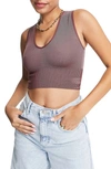 Topshop Seamless V-neck Crop Top In Lilac