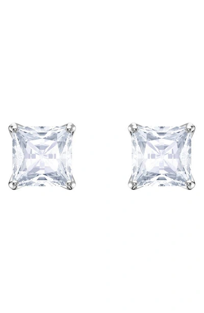 Swarovski Attract Princess Stud Earrings In Silver / Clear Crystal