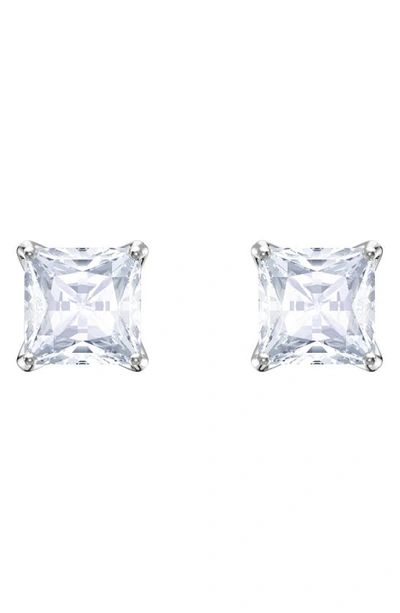 Swarovski Attract Princess Stud Earrings In Silver/clear Crystal