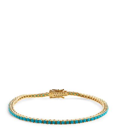 Jennifer Meyer Yellow Gold And Turquoise 4-prong Tennis Bracelet