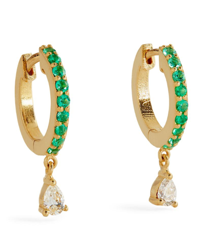 Jennifer Meyer Yellow Gold, Diamond And Emerald Huggie Earrings