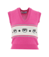 Chiara Ferragni Intarsia Knitted Top In Pink