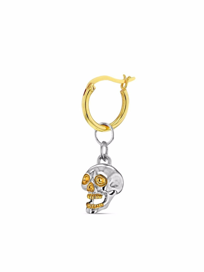 True Rocks Skull-pendant Hoop Earring In Gold