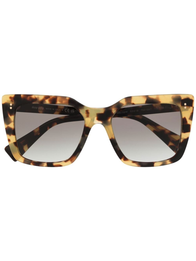 Miu Miu Tortoiseshell-effect Square-frame Sunglasses In Brown