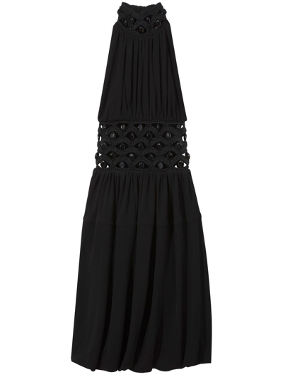 Proenza Schouler Crochet Bead-embellished Jersey Midi Dress In Black