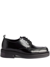 AMI ALEXANDRE MATTIUSSI SQUARE-TOE BRUSHED LEATHER DERBY SHOES