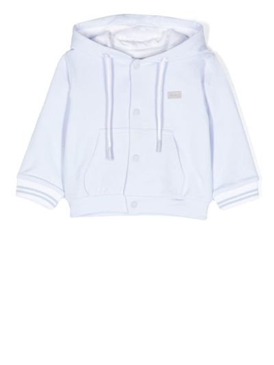 Patachou Logo-patch Drawstring Hoodie In Blau