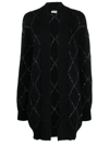 Saint Laurent Metallic-threading Cardi-coat In Black