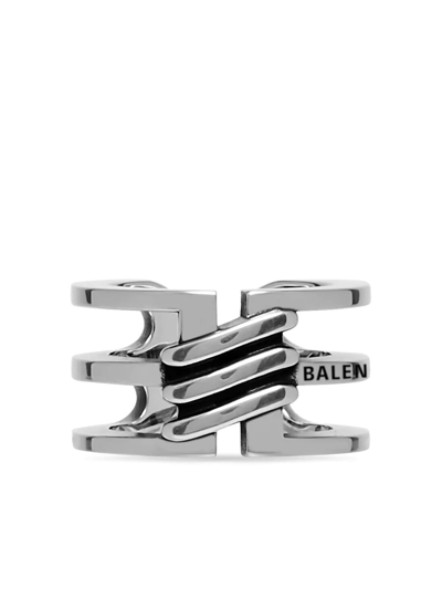 Balenciaga Bb Icon Ring In Antique Silver