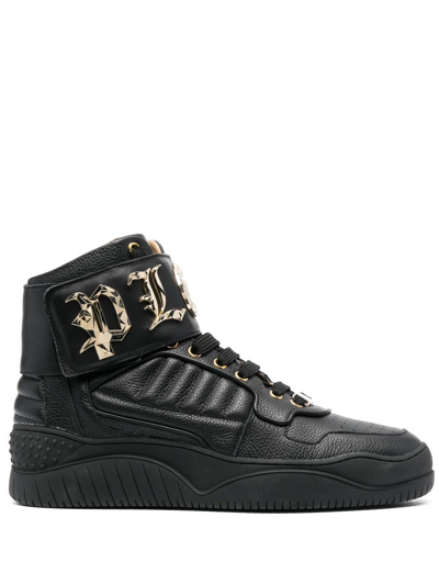 Philipp Plein Logo High-top Sneakers In Black