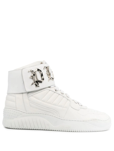 Philipp Plein Logo High-top Trainers In White