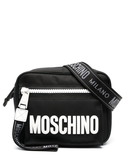 Moschino Logo印花单肩包 In Black