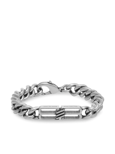 【関税＆送料込み】Balenciaga Bb Icon Antique Silver Plated Bb Icon Gourmette Bracelet in Antique Silver | Balenciaga US