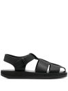 The Row Fisherman Woven Textured-leather Sandals In Black